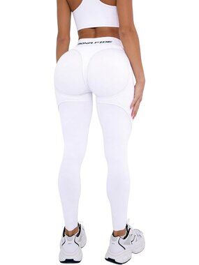 Extra Sexy Push-Up Juicy White Small Leggings with Scrunch Butt & Tummy Control